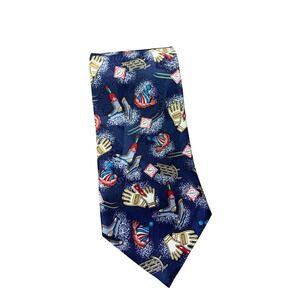 Mens Novelty Hockey Hot Sauce Print Silk Necktie‎ Navy Blue